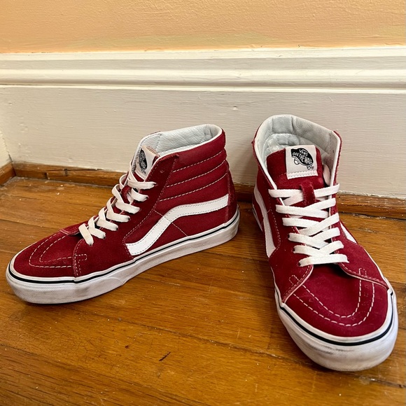 Vans Women’s SK8-HI Towny Port Red Suede Skater Sneakers - Picture 6 of 12
